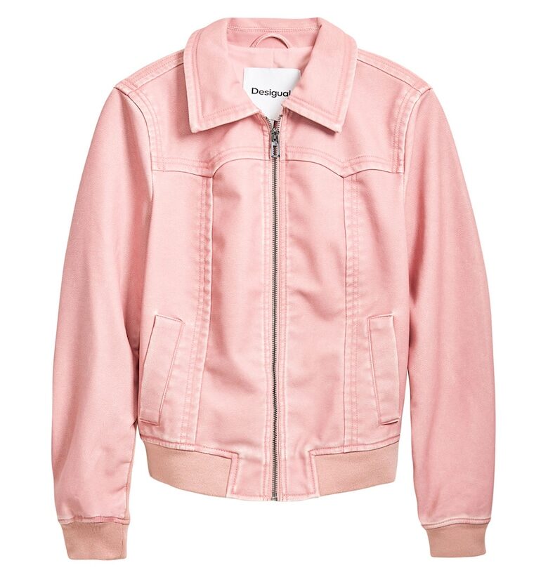 Яке от еко кожа със скосени джобове - Пастелнорозов DESIGUAL