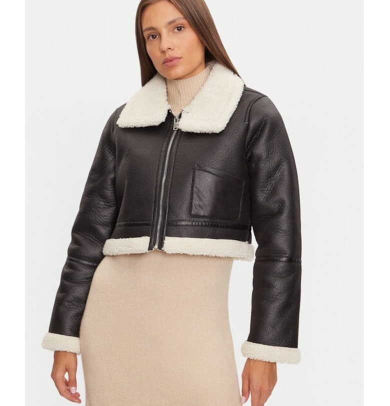 Яке от изкуствена кожа  LJK-MAX683 Черно - стандартна кройка - екокожа BRAVE SOUL