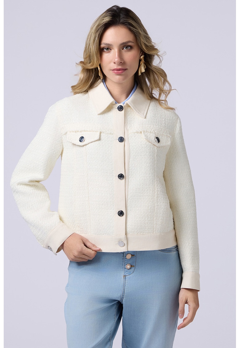 Яке от туид с остра яка - Крем Oltre