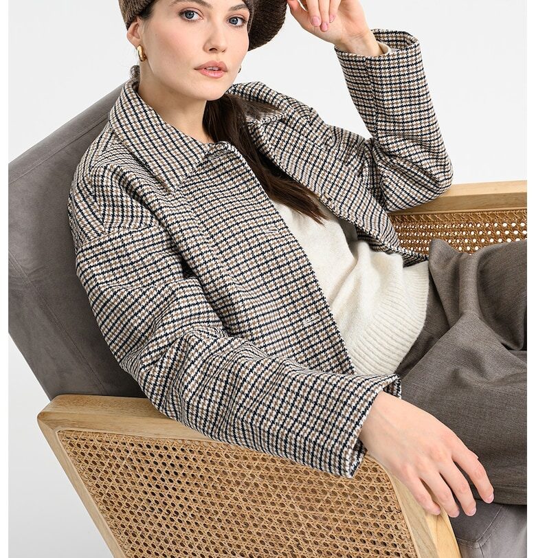 Яке с вълна и пепит - Черен/Бежов/Светлокафяв Vila