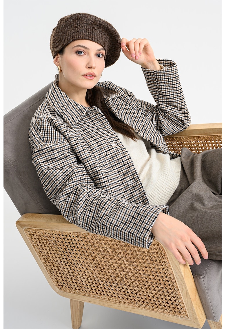 Яке с вълна и пепит - Черен/Бежов/Светлокафяв Vila