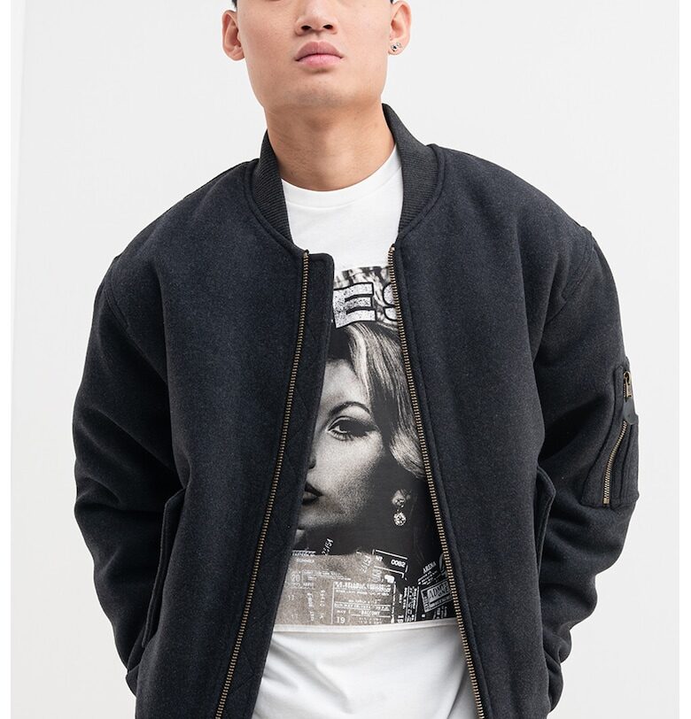 Яке с вълна с джобове - Tъмносив GUESS JEANS