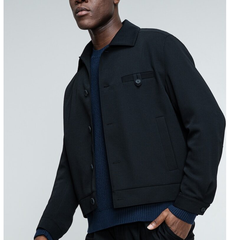 Яке с вълна с джобове - Черен HUGO