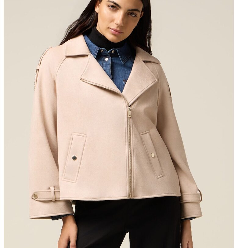 Яке с декоративни камъни на раменете - Праскова Oltre