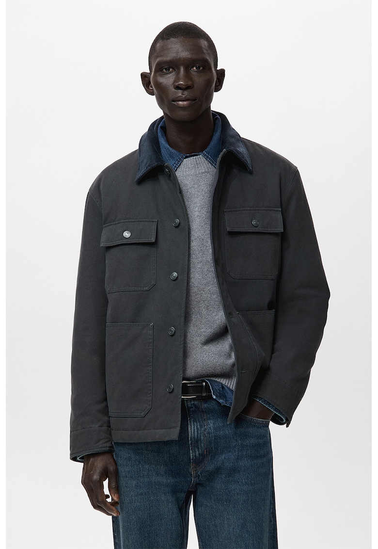 Яке с джинсова яка - Въглен сиво Mango