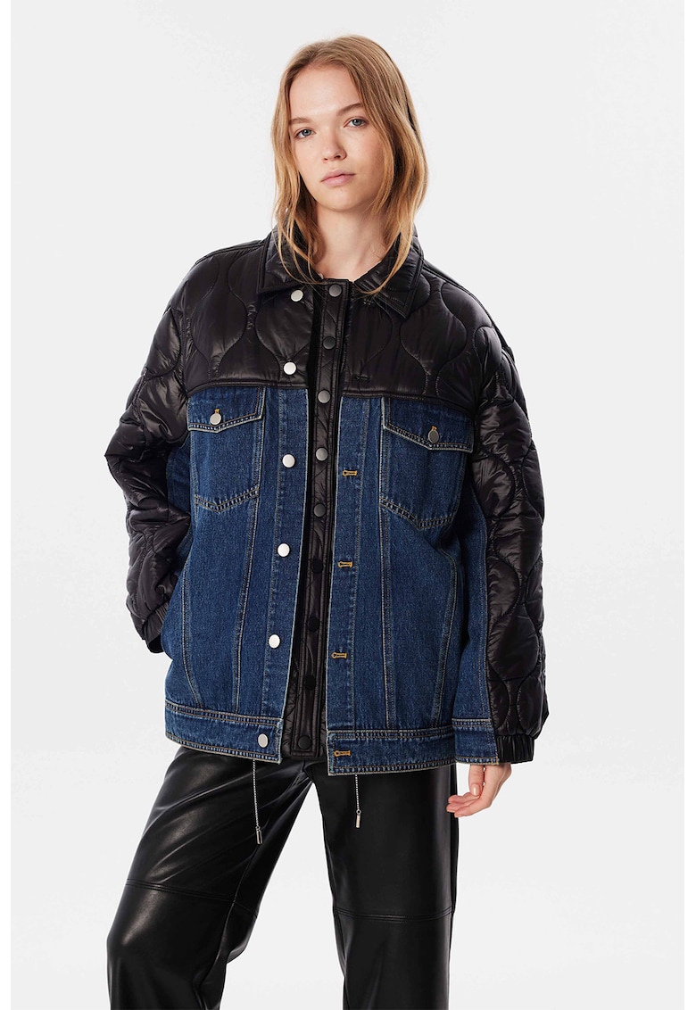 Яке с капитониран панел - Черен/Тъмносин TWIST