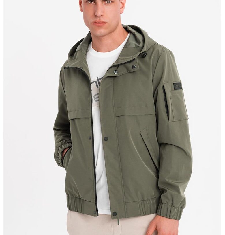 Яке с качулка  OM-JANP-0225 - Функционално - Преходно - Папратово зелено OMBRE