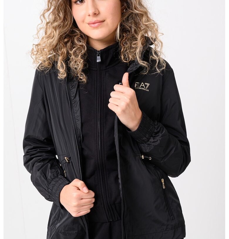 Яке с качулка и връзки - Избеляло черно EA7