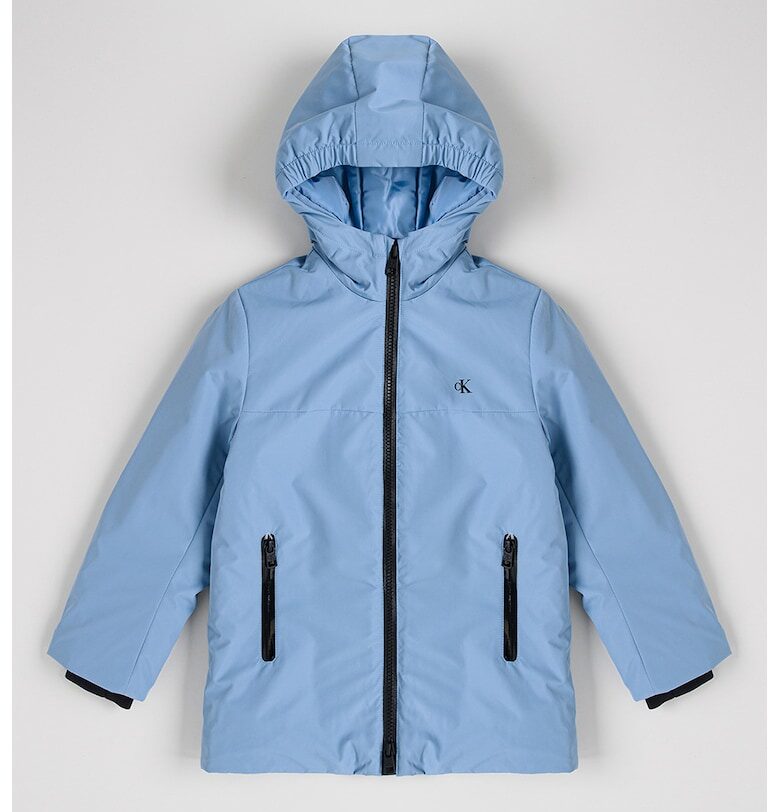 Яке с качулка и джобове встрани - Светлосин CALVIN KLEIN