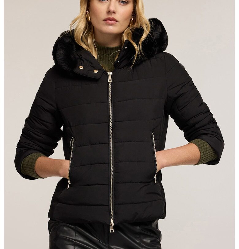 Яке с качулка и джобове встрани - Черен Motivi