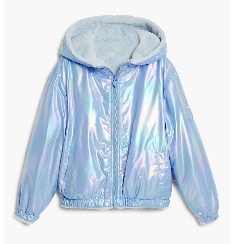Яке с качулка и метализиран ефект - Светлосин DESIGUAL