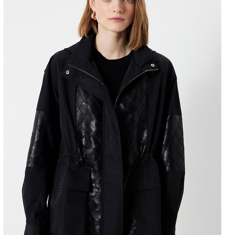 Яке с качулка и регулируема талия - Черен Ipekyol