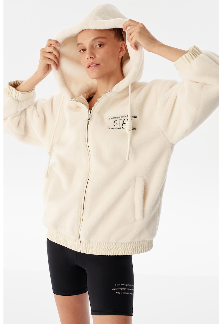 Яке с качулка и цип - Крем TWIST