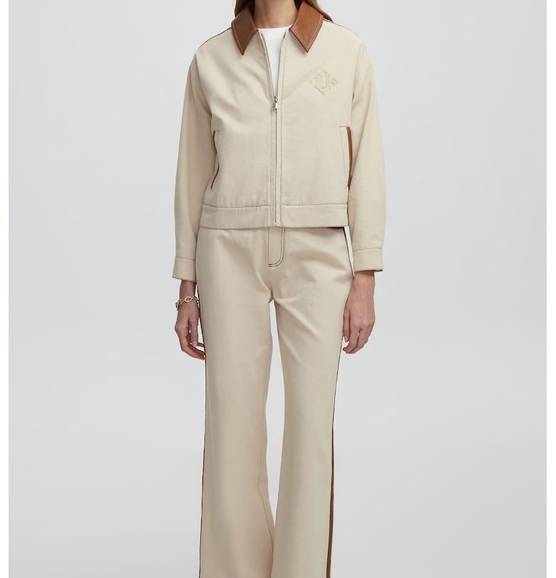 Яке с контрастна яка - Кафяв/Бежов Ipekyol