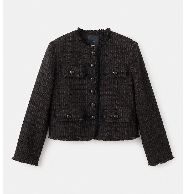 Яке с копчета и джобове с капаче - Тъмнокафяв Mango