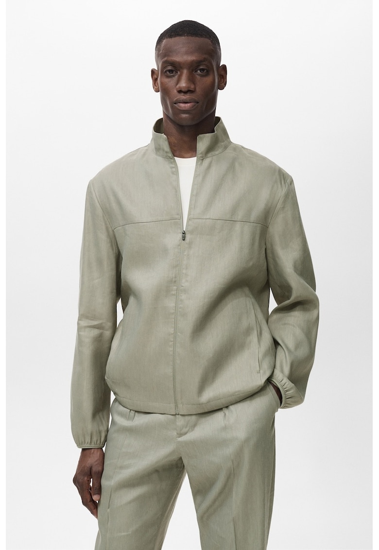 Яке с лен и цип - Каки Mango