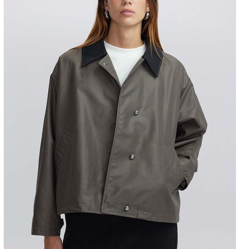 Яке с паднали ръкави - Черен/Сиво-кафяв Ipekyol