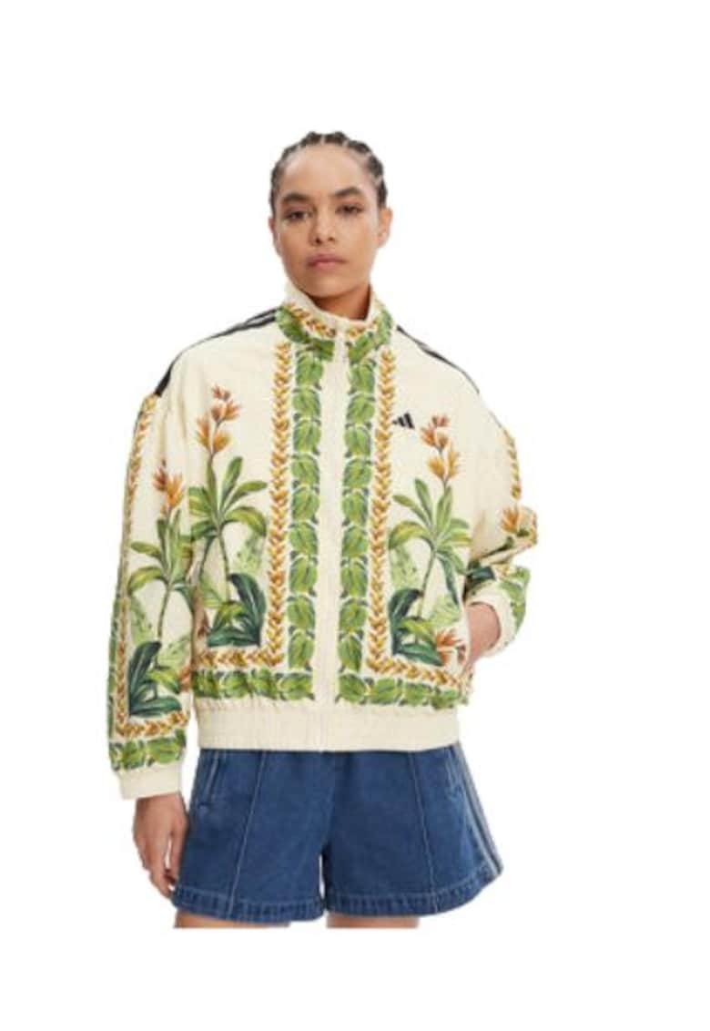 Яке с флорален принт и закопчаване с цип adidas