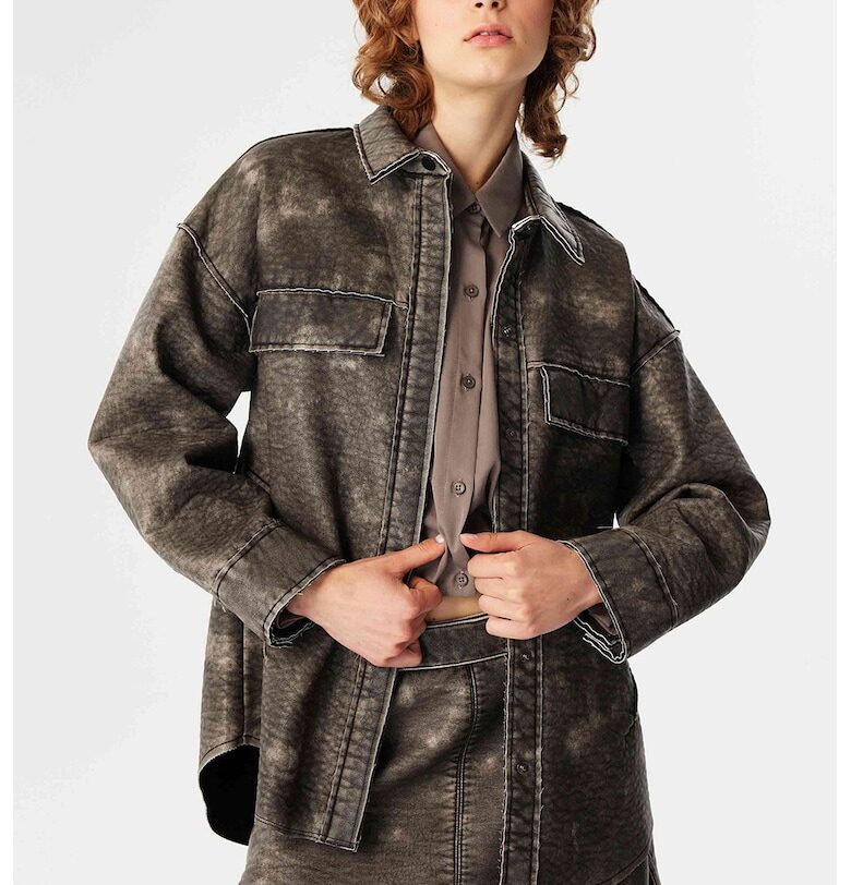 Яке с хоризонтален меланж и паднали ръкави - Избеляло черно TWIST