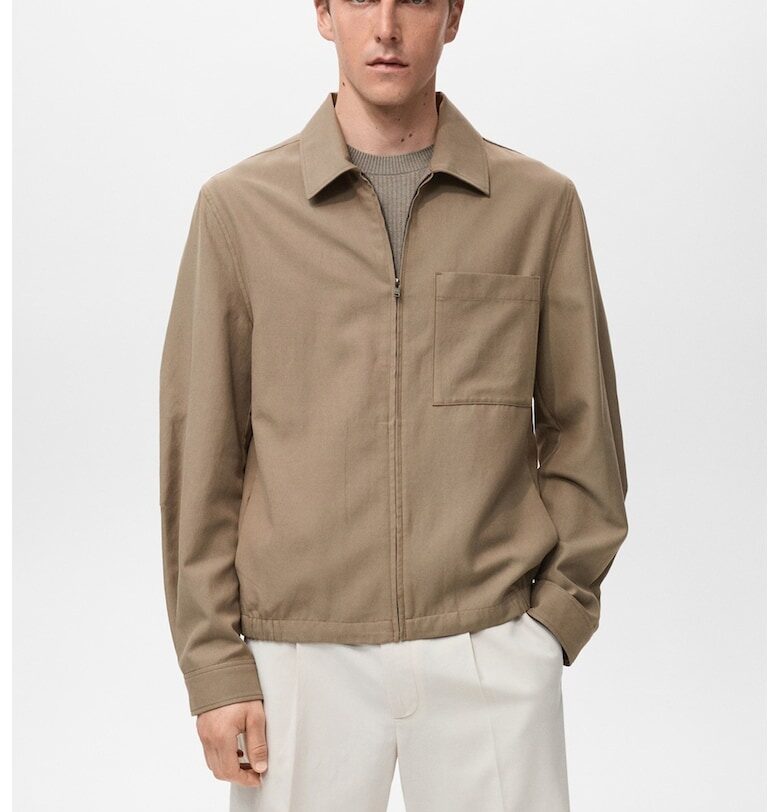 Яке с цип - Сиво-кафяв Mango