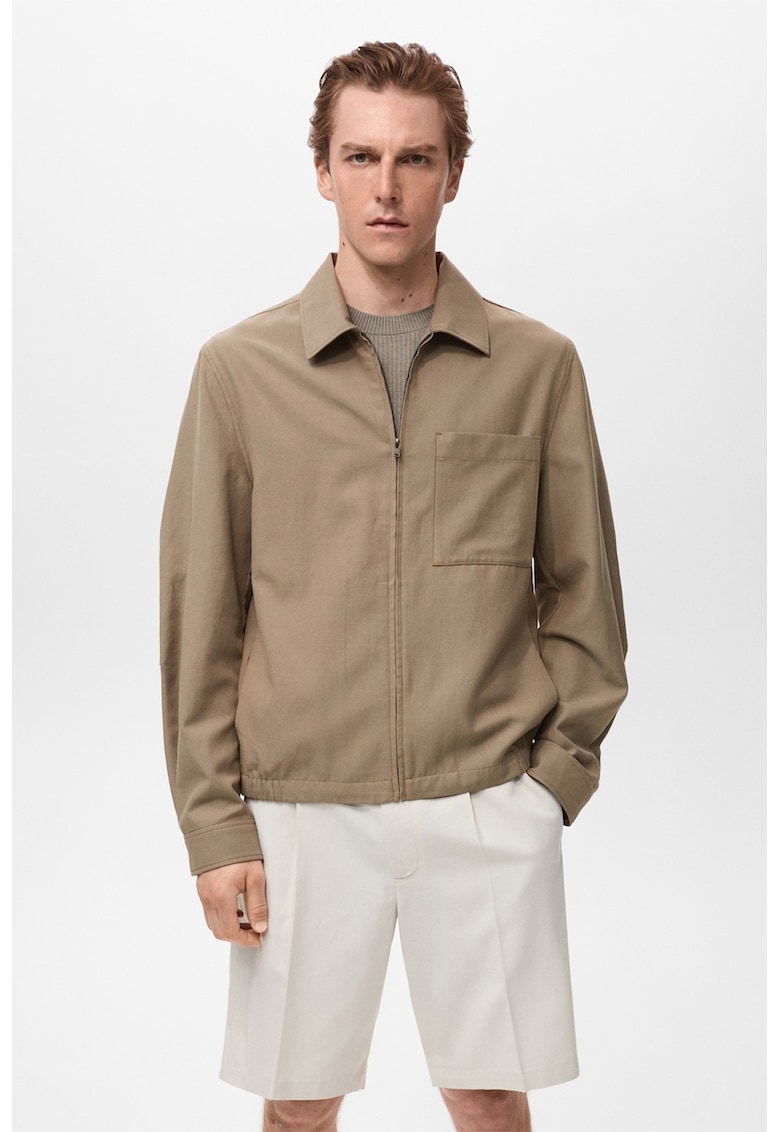 Яке с цип - Сиво-кафяв Mango