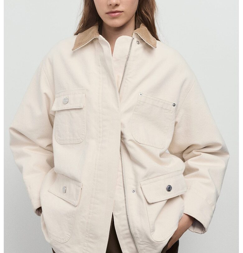 Яке с цип и джобове с капаче - Крем Mango