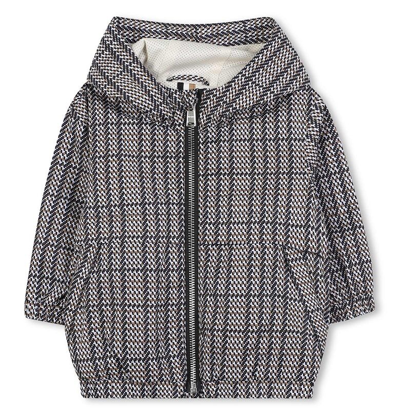 Яке с цип и качулка - Сив меланж BOSS Kidswear