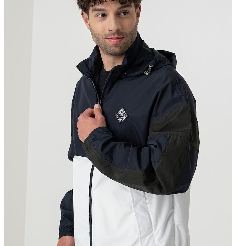 Яке с цип и качулка - Тъмнозелен/Ултрамарин синьо/Бял ARMANI EXCHANGE