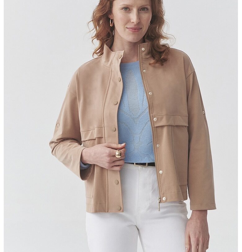 Яке с цип и скосени джобове - Тъмнобежово Tatuum