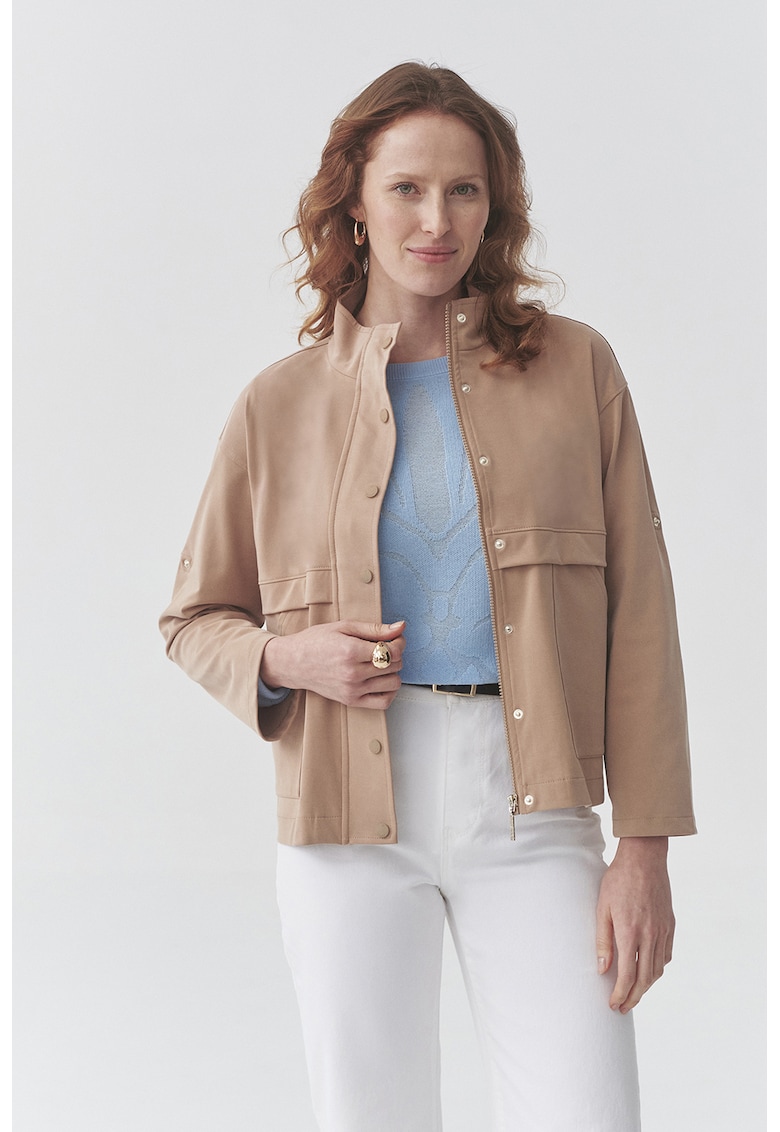 Яке с цип и скосени джобове - Тъмнобежово Tatuum
