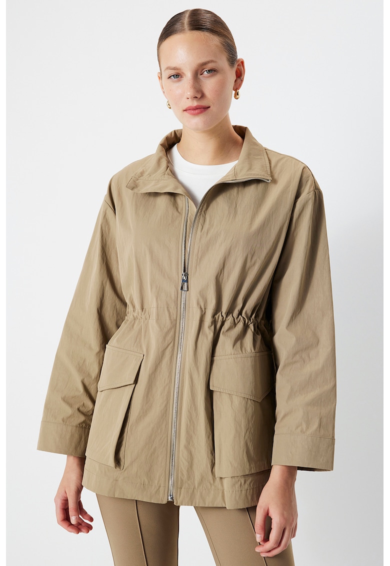 Яке с цип - регулируема талия и джобове с капаче - Персийски портокал Ipekyol