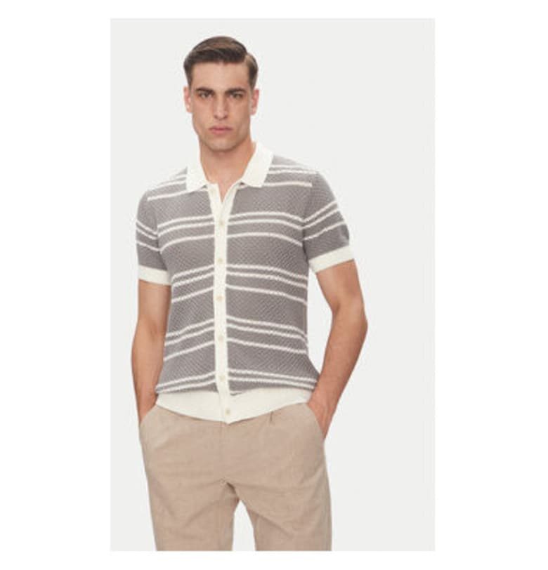 мъжка риза - B4 50037.5275 - памук - сиво - Сив Baldessarini