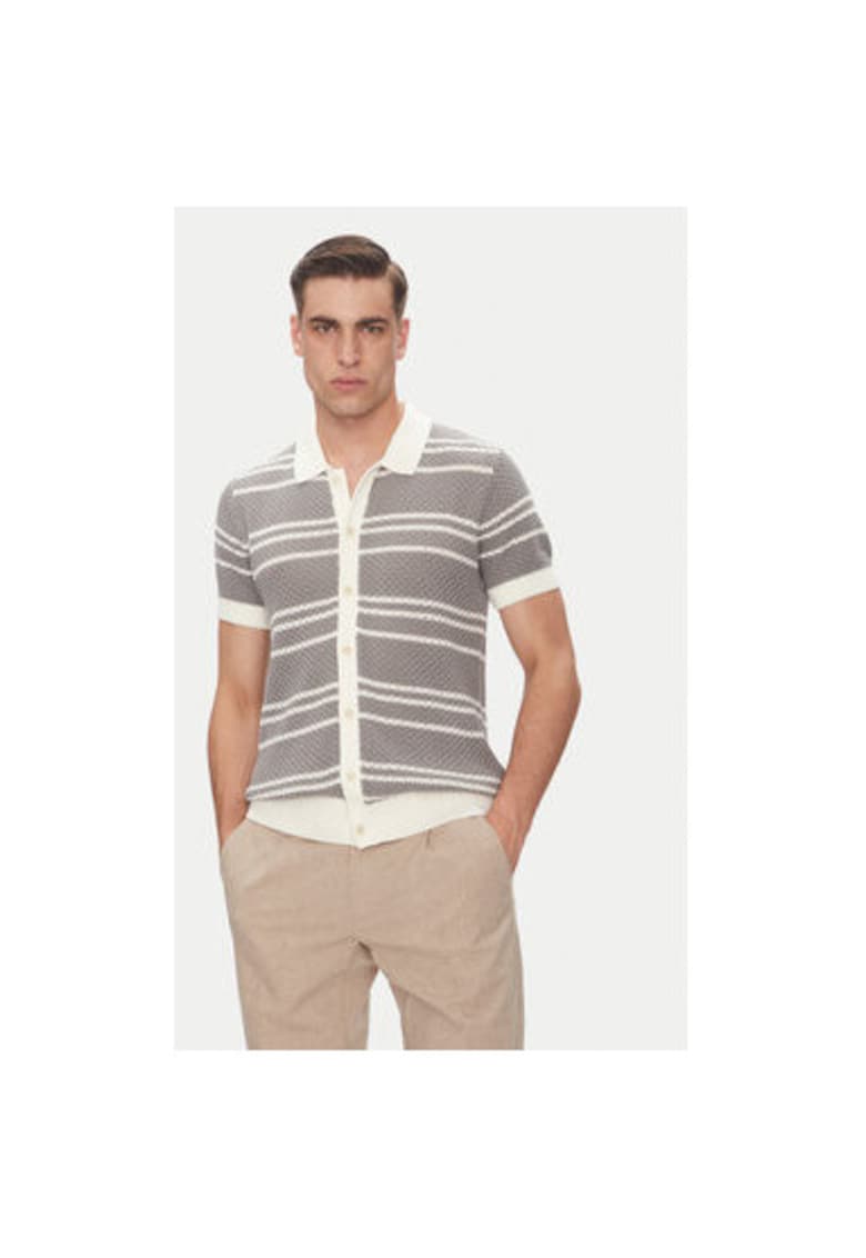 мъжка риза - B4 50037.5275 - памук - сиво - Сив Baldessarini