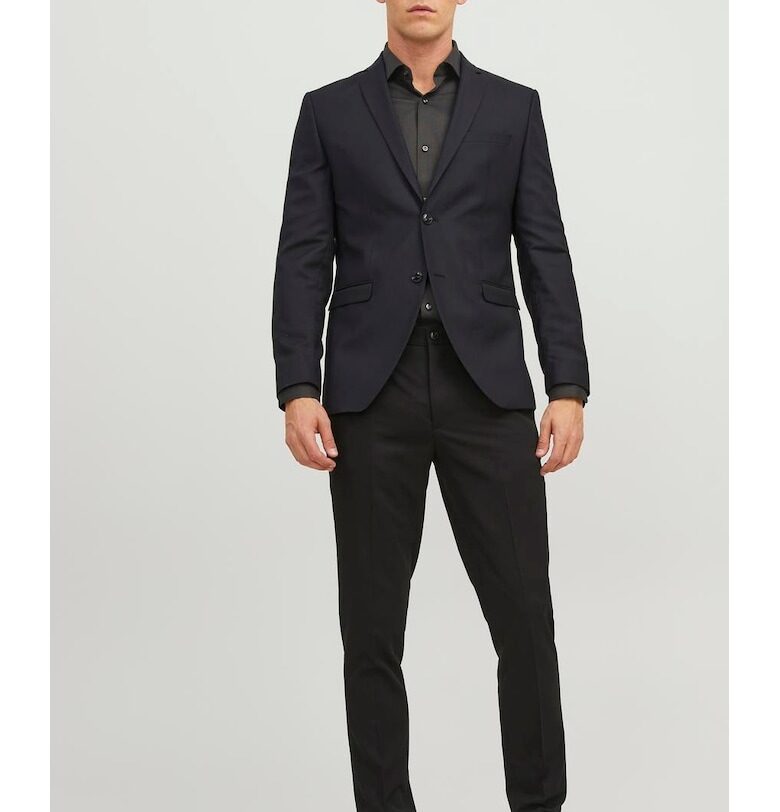 мъжко яке - едноредно сако - супер прилепнала кройка - черно - рециклиран полиестер Jack  Jones