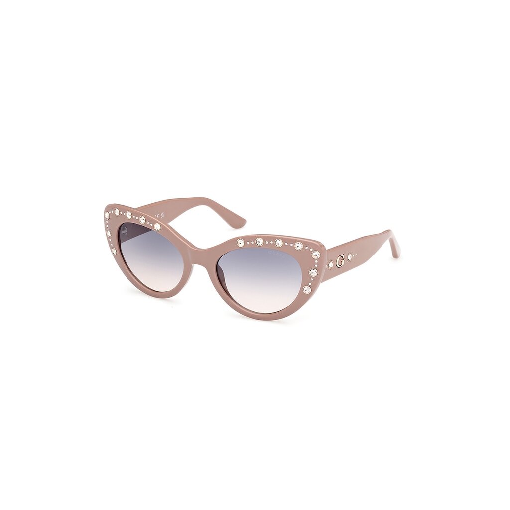 Слънчеви очила Cat-Eye с декоративни камъни - Сиво-кафяв