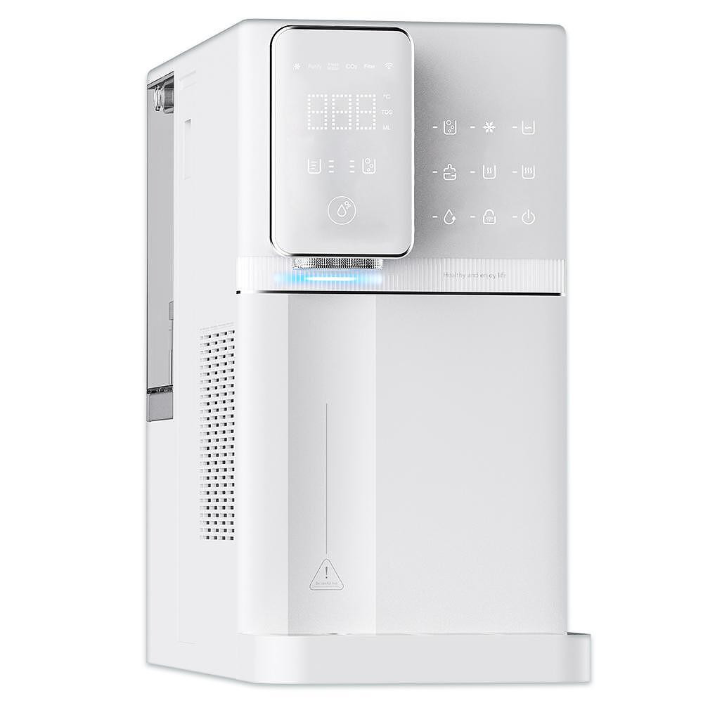 Диспенсър за вода ELIXIR Go 2, 2250W, Затопляне 18л/ч, Охлаждане 3 л/ч, 4-90°C, Газиране, 4 степенна филтрация, Wi-Fi, Тъчскрийн, Компресорен, Бял