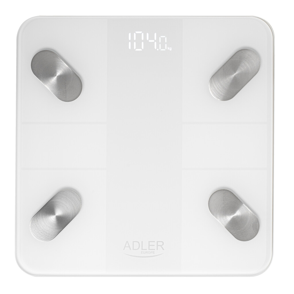 Кантар Adler AD 8186, SMART Tuya, До 180 кг, LED дисплей, 3 x ААА, Бял