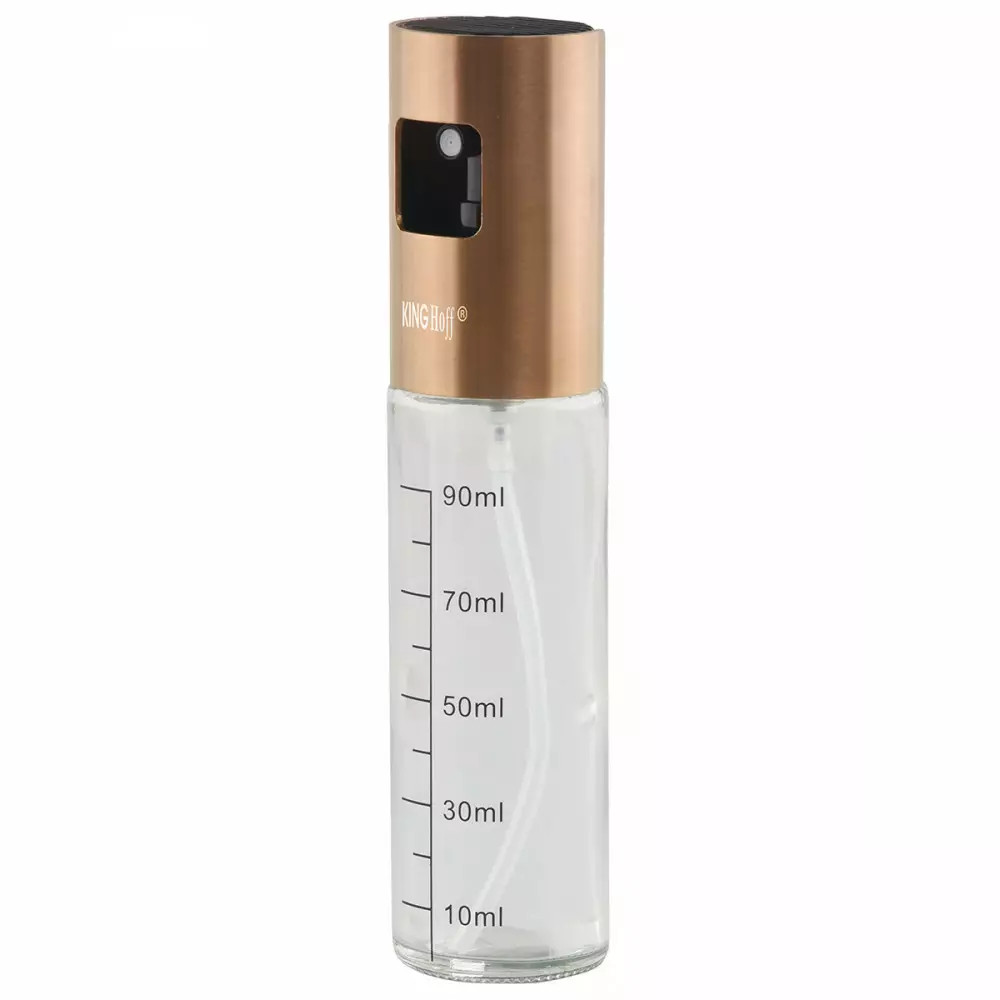 Спрей бутилка за олио и оцет Kinghoff KH 1722, Стъкло, 100 ml, 18х4 см, Безцветен/златист
