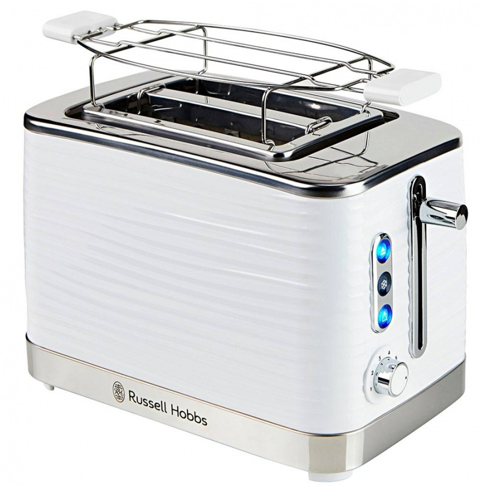Тостер за хляб Russell Hobbs Inspire 24370-56, 1050W, 2 филии, 6 нива, Поставка за притопляне, Бял