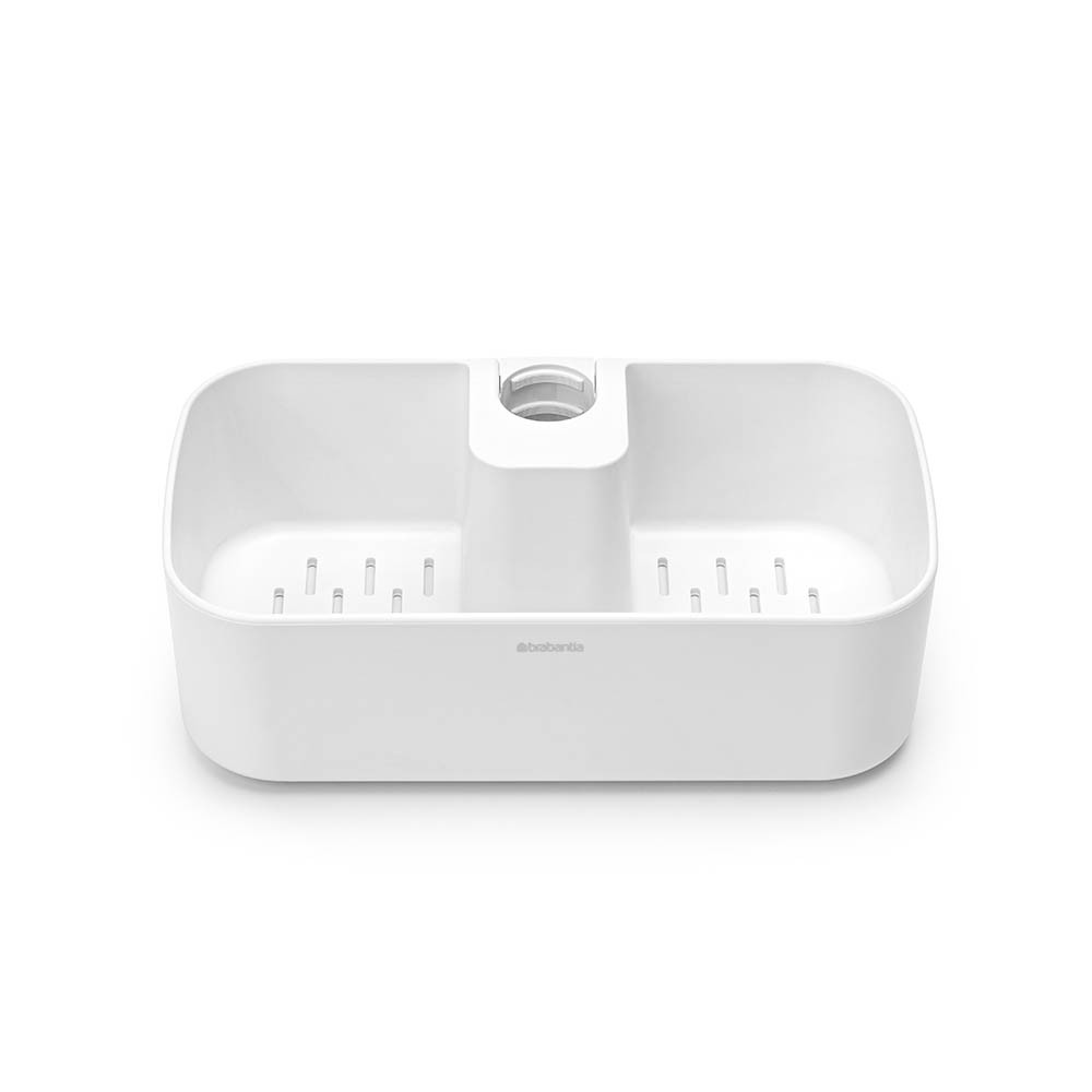 Органайзер за душ Brabantia ReNew 1004187, 7.5х13.3х24.4 см, Дъно с отвори за вода, Устойчивост на корозия, Бял