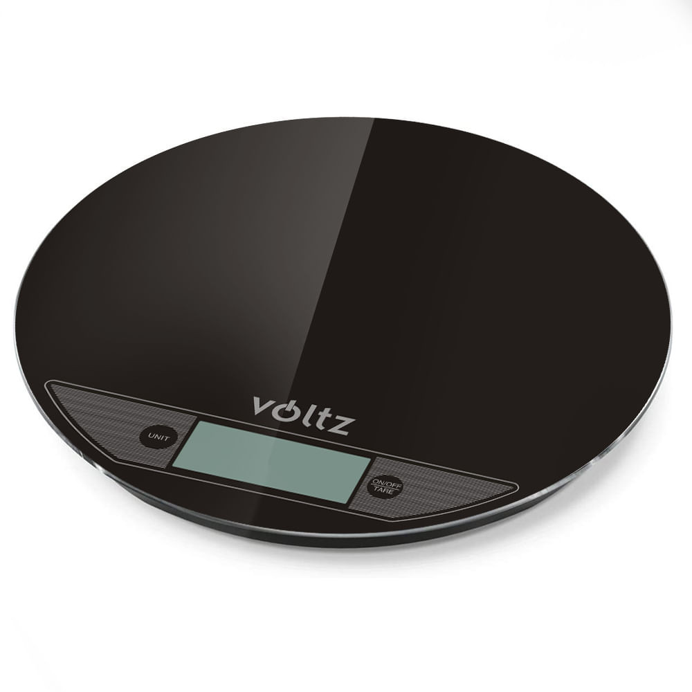 Кухненска везна Voltz V51651F, 5 кг, Стъкло, TARA, Кръгла, Черен