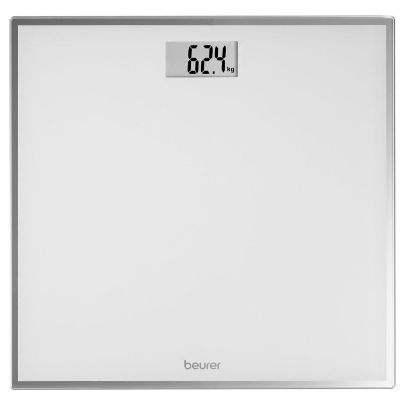 Кантар Beurer GS 120 Kompakt, До 150 кг, LCD, Автоматично вкл/изкл, Големи цифри, Задържане на показанията, Бял