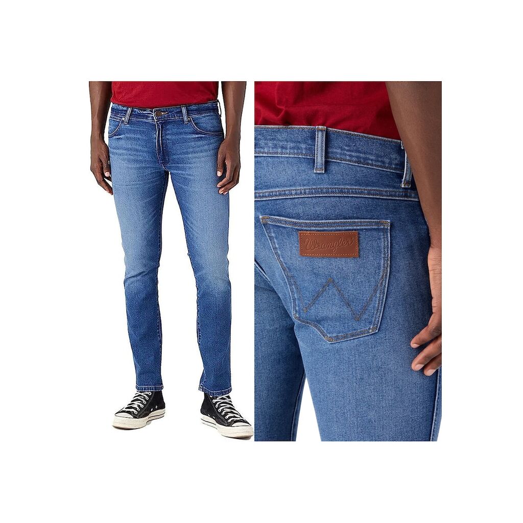 Мъжки дънки Wrangler  812 Slim Tapered - сини - тип каубойски - W38 L32 - средна талия - стеснени крачолища крачо крачол