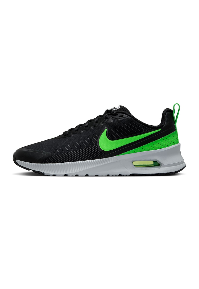 Спортни обувки Air Max от еко кожа с лого - Черен/Лайм зелено