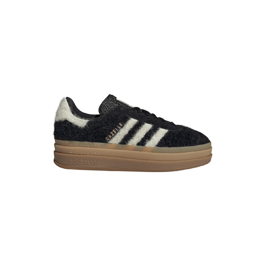 Велурени маратонки Gazelle Bold с мъхести детайли - Слонова кост/Черен