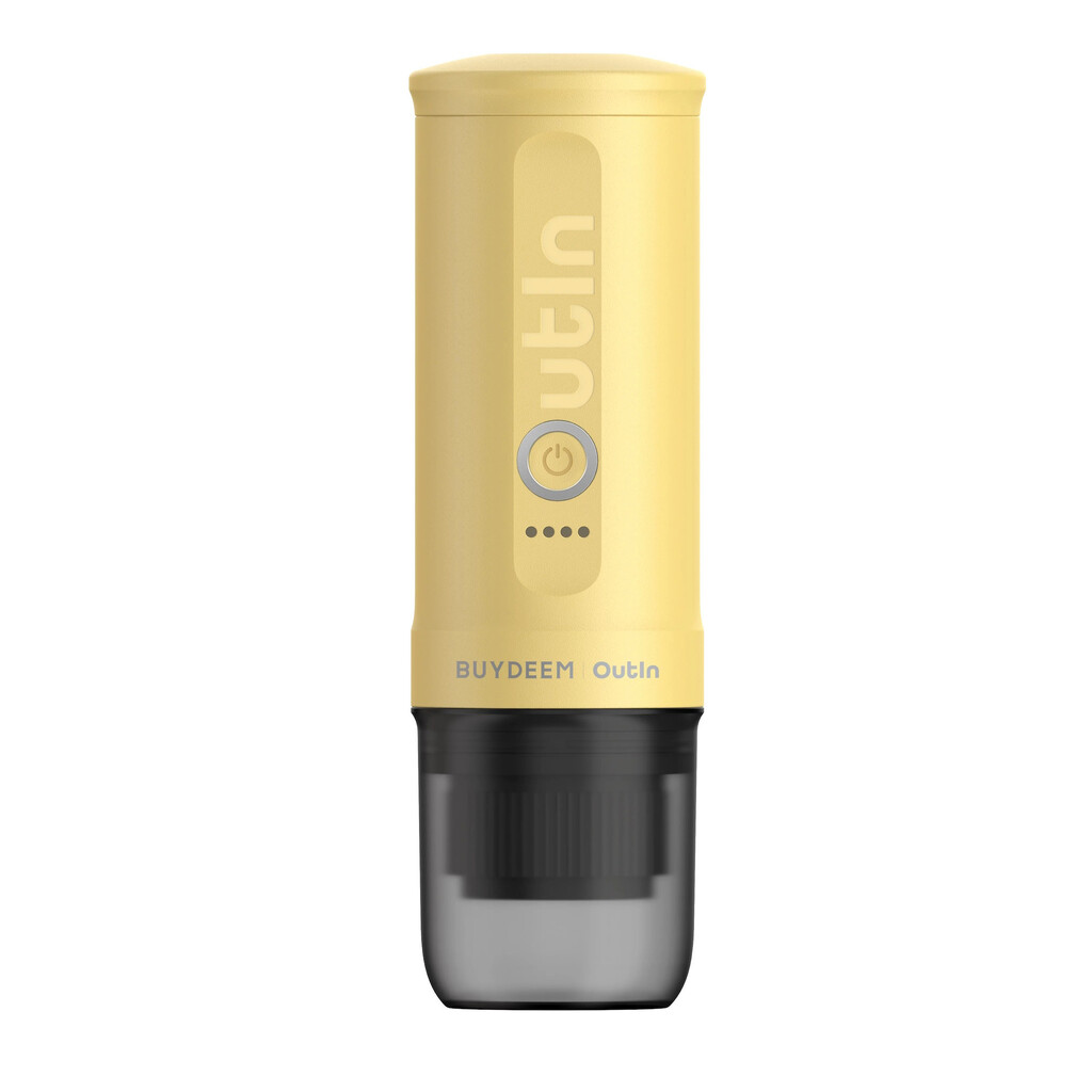 Преносима еспресо машина BUYDEEM Outin Nano OTEM-01, 7500 mAh, 20 bar, 50 ml, 12/24V, USB и Type-C зареждане, Мляно+капсули, Жълт