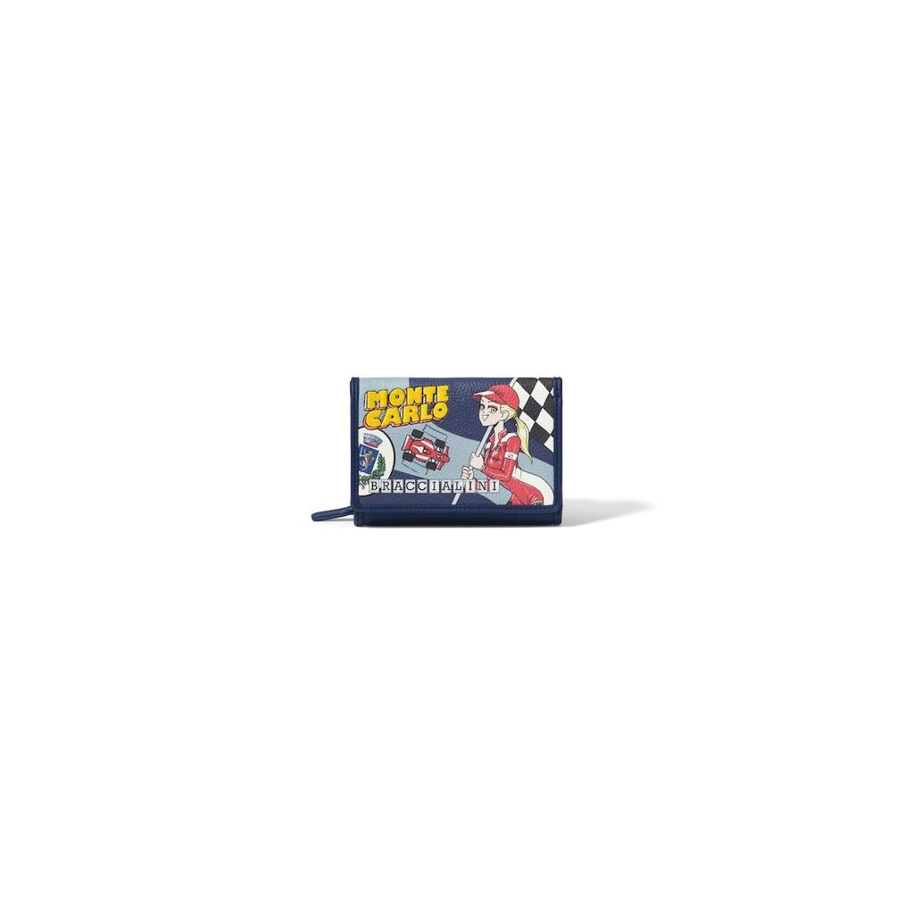Портмоне с капси и десен - Тъмносин