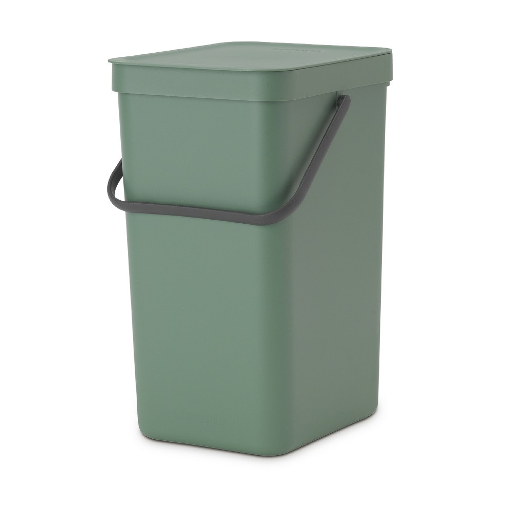 Кош за разделно събиране на боклук Brabantia Sort&Go 1003235, 16 л, Дръжка, Възможност за стенен монтаж, Тъмнозелен