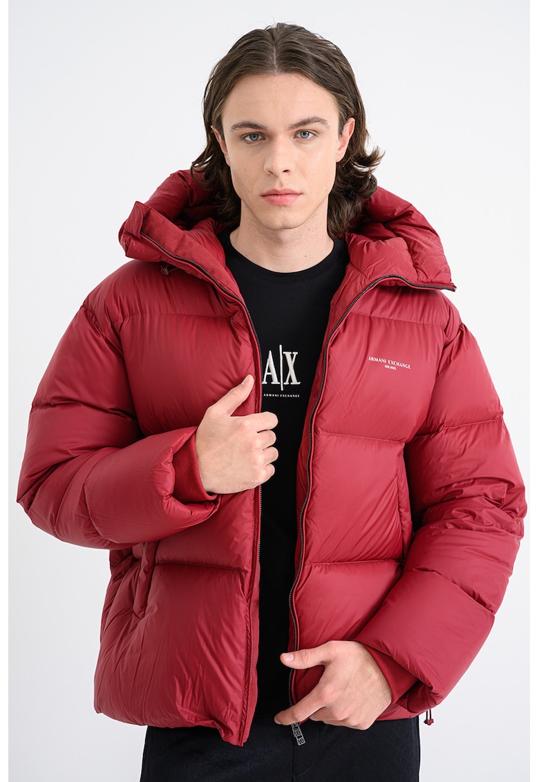 Зимно ватирано яке с качулка - Бордо ARMANI EXCHANGE - Цена