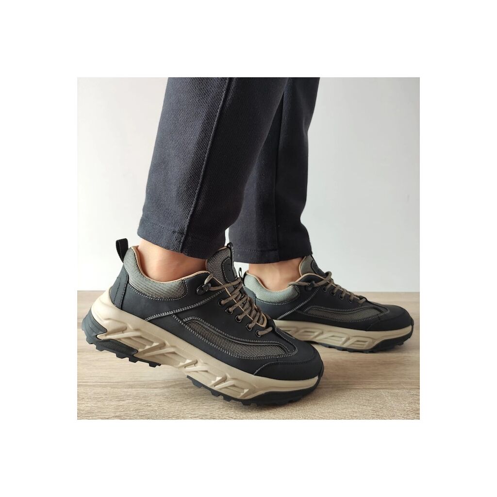 Ежедневни мъжки обувки  8805 Black + Beige - Черно + Бежово - Черен/Бежов